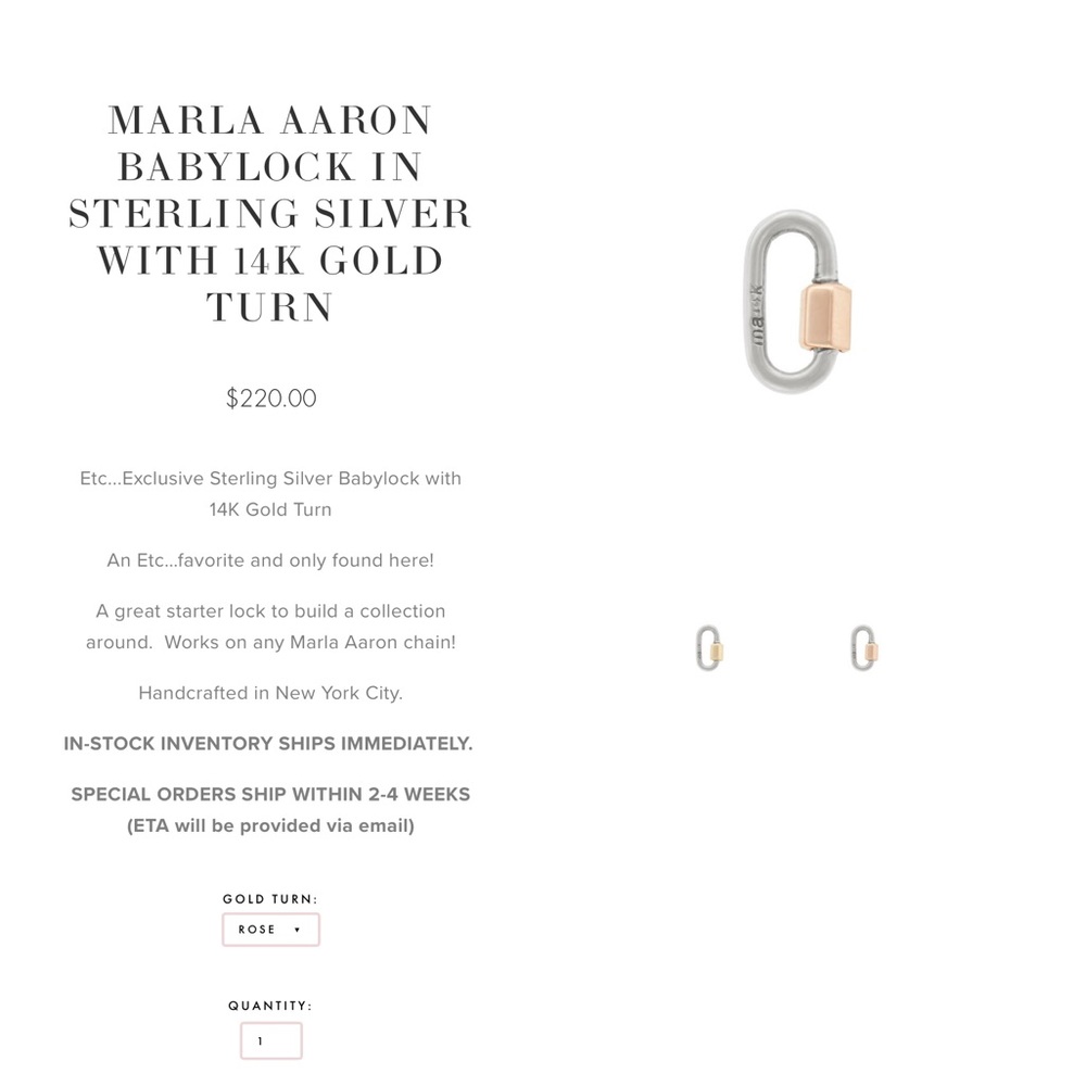 Marla Aaron Babylock silver w/ Rose gold turn and 6 inch heavy curb bracelet!